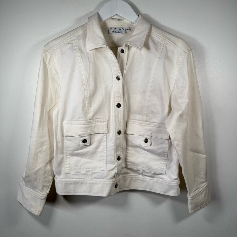 Fibers by Barbara Lesser Women’s White/Cream Button Front Jacket Size M